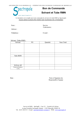 Bon de Commande Solvant et Tube RMN