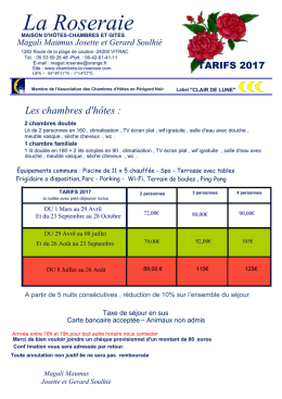 Téléchargez le tarif des chambres au format