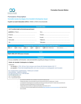 Formulaire d`inscription - Centre de transfert d`entreprise du Qu&eacute;bec