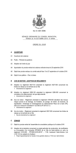 Mod&egrave;le d`ordre du jour pour s&eacute;ance r&eacute;guli&egrave;re du Conseil