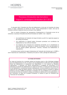 Pr&eacute;sentation du processus d`&eacute;valuation des formations