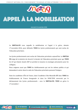 appel &agrave; la mobilisation