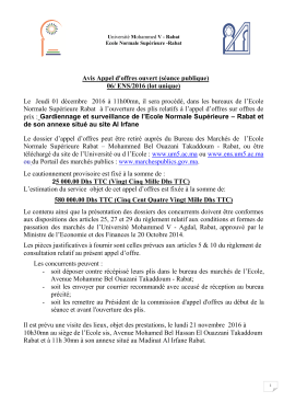 Avis Appel d`offres ouvert (s&eacute;ance publique) 06/ ENS/2016 (lot