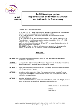 Arrêté Municipal - Accueil Commune de Lumbin