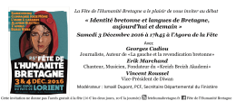 « Identité bretonne et langues de Bretagne, aujourd`hui et demain »