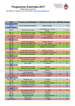 programme des courses 2017