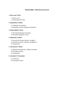 Réunion Média – Ordre du jour (15.11.16)