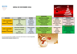 MENU DE DECEMBRE 2016