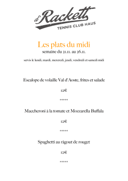 Les plats du midi