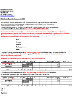 Bon de r&eacute;servation h&eacute;bergement et repas
