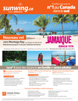 Jusqu`&agrave; 3 vols par semaine pour partir en Jama&iuml;que