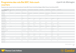 Téléchargement des horaires des vols d`été 2017