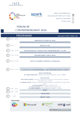 programme forum de l`entrepreneuriat 2016