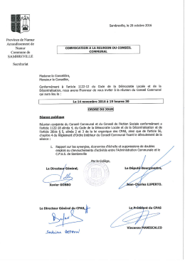 Conseil conjoint Commune- CPAS du 14 novembre