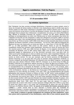 Appel &agrave; contribution / Call for Papers 17