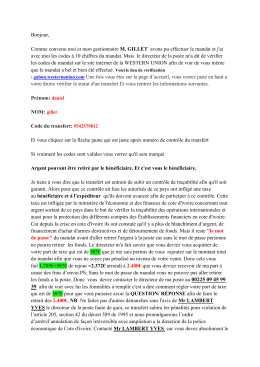 Bonjour, Comme convenu moi et mon