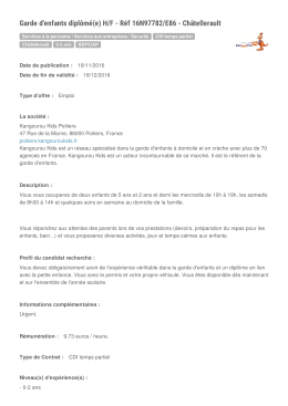 Garde d`enfants dipl&ocirc;m&eacute;(e)