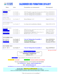 Calendrier 2016 - Kinésiologie Transpersonnelle
