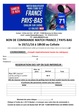 Bon de commande VIP - Comité de Saône et Loire de Basket-Ball