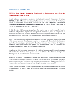 COP22 / Side Event &laquo; Approche Territoriale et lutte contre les effets