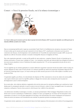 Conect : « Non à la pression fiscale, oui à la relance