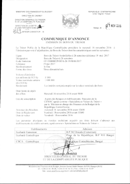Communiqué d`annonce Emission de Bons du Trésor