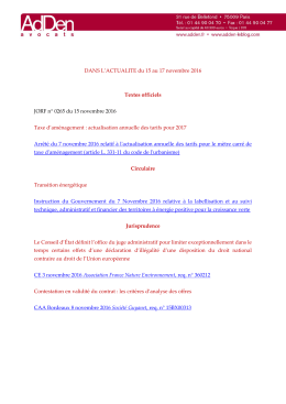 DANS L`ACTUALITE du 15 au 17 novembre 2016 Textes officiels