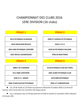 POULES ET RENCONTRES 3 JUILLET CDC 1ERE DIV
