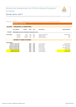 emploi du temps 2016-2017 - integral - Universit&eacute; Paris
