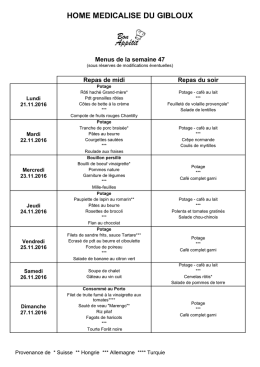 Semaine du 21 au 27 novembre 2016