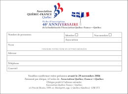 40e ANNIVERSAIRE - Association Québec
