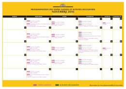 le CALENDRIER de la programmation du mois.