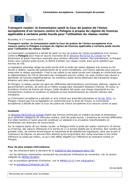 Transport routier: la Commission saisit la Cour de justice