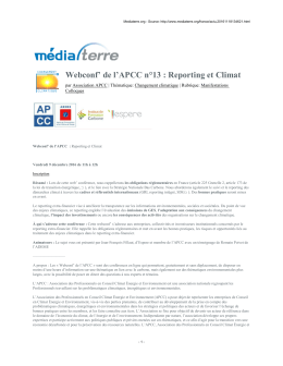 Webconf` de l`APCC n°13 : Reporting et Climat