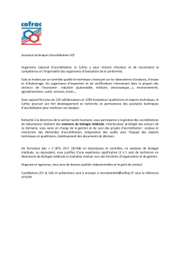 Assistant technique d`accr&eacute;ditation H/F Organisme national d
