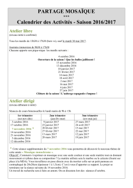 Calendrier des séances