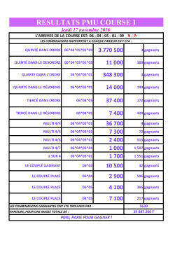 resultats pmu course 1