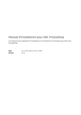 Manuel d`installation pour KBC PrestaShop