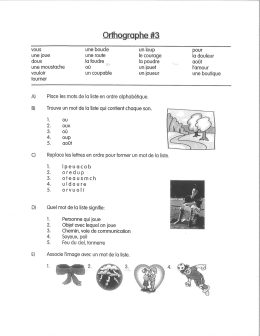 Page 1 Orthographe #3 VOUS Une boucle Un loup pour Une joue