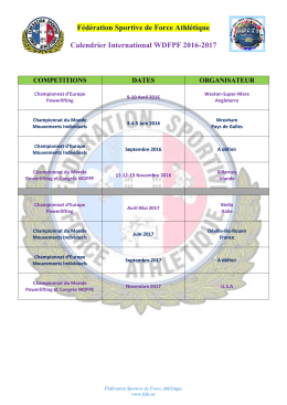 Calendrier Pr&eacute;visionnel