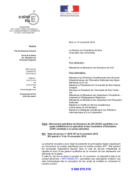circulaire postes spécifiques DCIO 2016