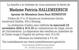 Madame Patricia HALLEMEERSCH