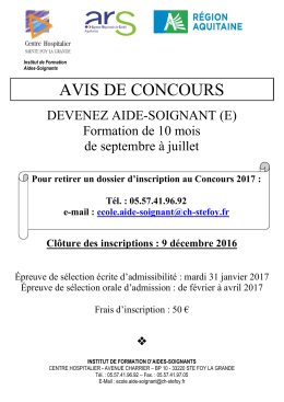 AVIS DE CONCOURS