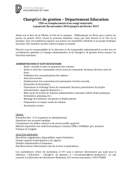 Charg&eacute;(e) de gestion &ndash; D&eacute;partement Education