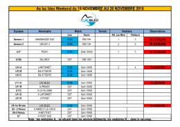 Planning Weekend du 19 au 20 Novembre