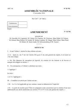 ASSEMBLÉE NATIONALE AMENDEMENT
