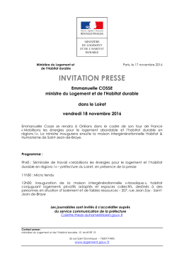 L`invitation presse - Ministère du Logement et de l`Habitat durable