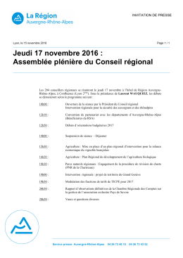 Jeudi 17 novembre 2016 - Auvergne - Rhône