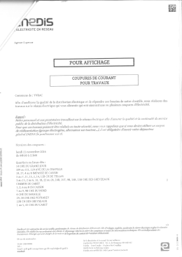 Coupures du 21/11/2016 Quartiers ou lieux