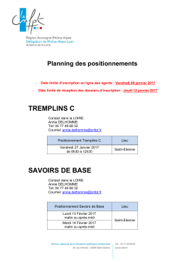 Contacts et dates - Loire (Rh&ocirc;ne-Alpes - Lyon)
